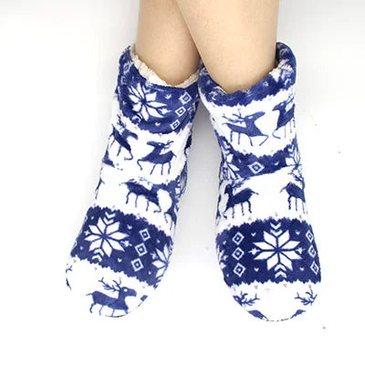 Festive Reindeer Flannel Slippers