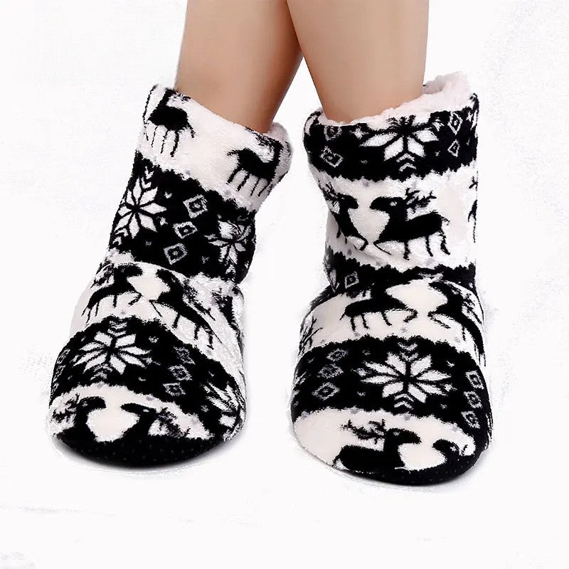 Festive Reindeer Flannel Slippers
