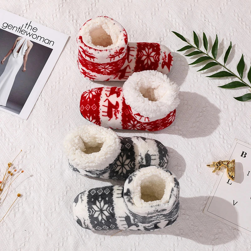 Festive Reindeer Flannel Slippers